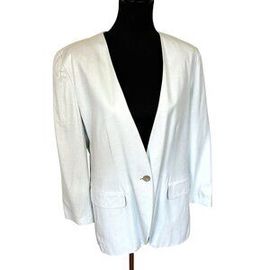 Vtg Womens Oversized Blazer Mint Green Large 12 Single Button R Russ 90s